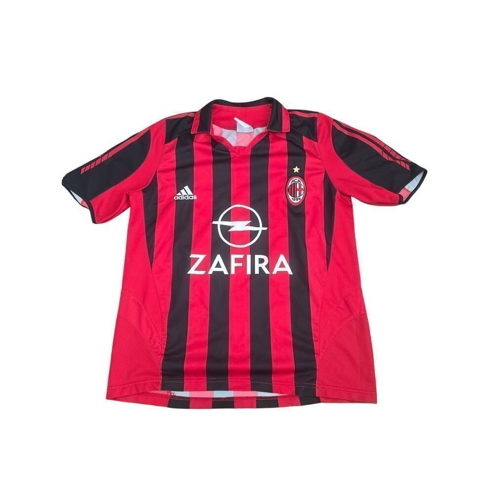 Vintage AC Milan Jersey Adidas Zafira Sponsor 2003-04 Size S Football Shirt Y2K